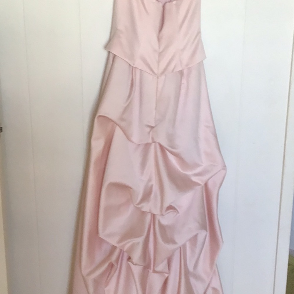David’s Bridal prom halter neck dress with ruche tail train on the back